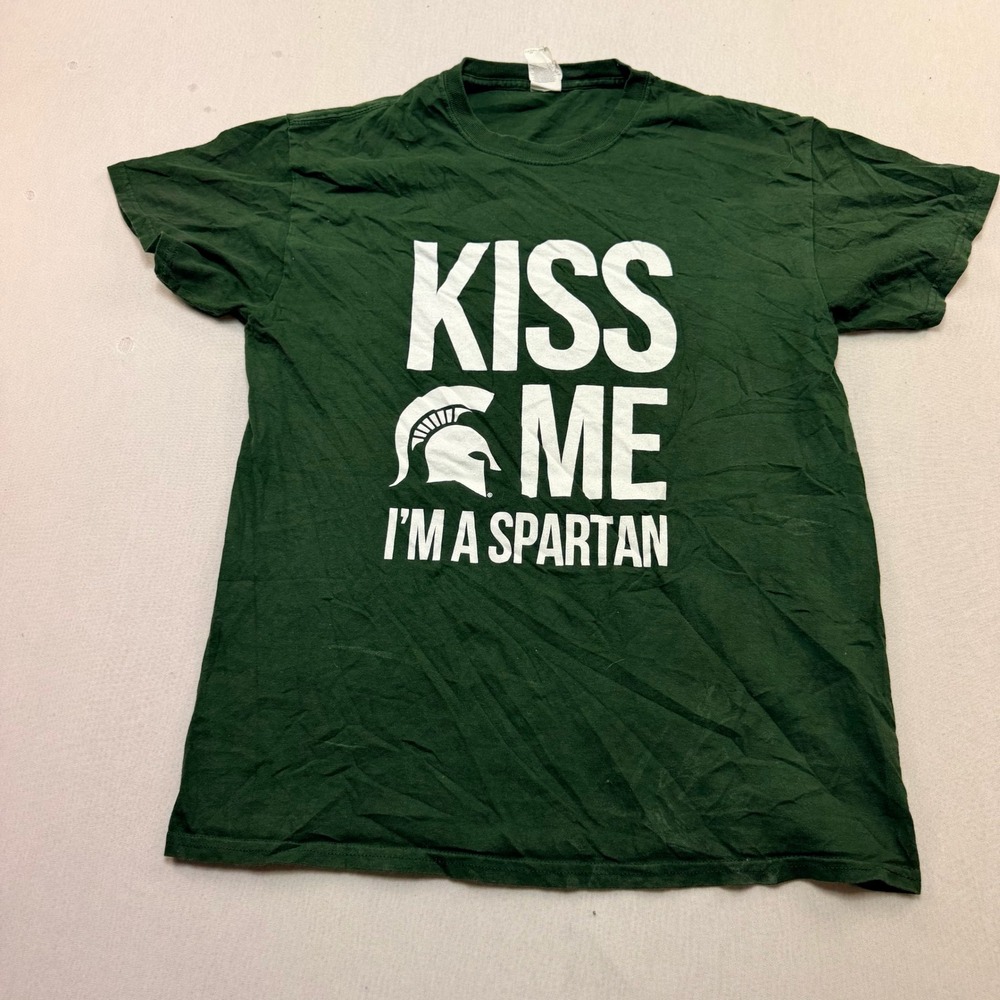 Gildan T-Shirt Mens Medium Green Excellent Michigan State Spartans Graphic Tee